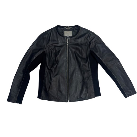 Soia & Kyo Black Lamb Leather Jacket with Knit Panels Size XL - Flaw - Picture 3 of 9